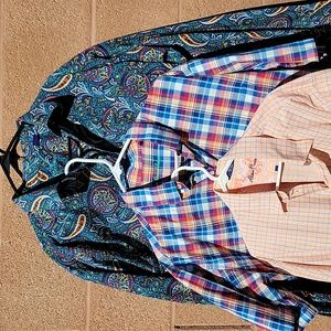 3 Alan Flusser XL mens button up shirts